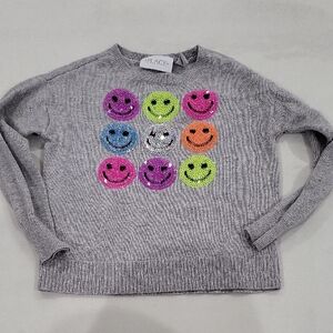 PLACE Gray Sweater with Colorful Smiley Faces
